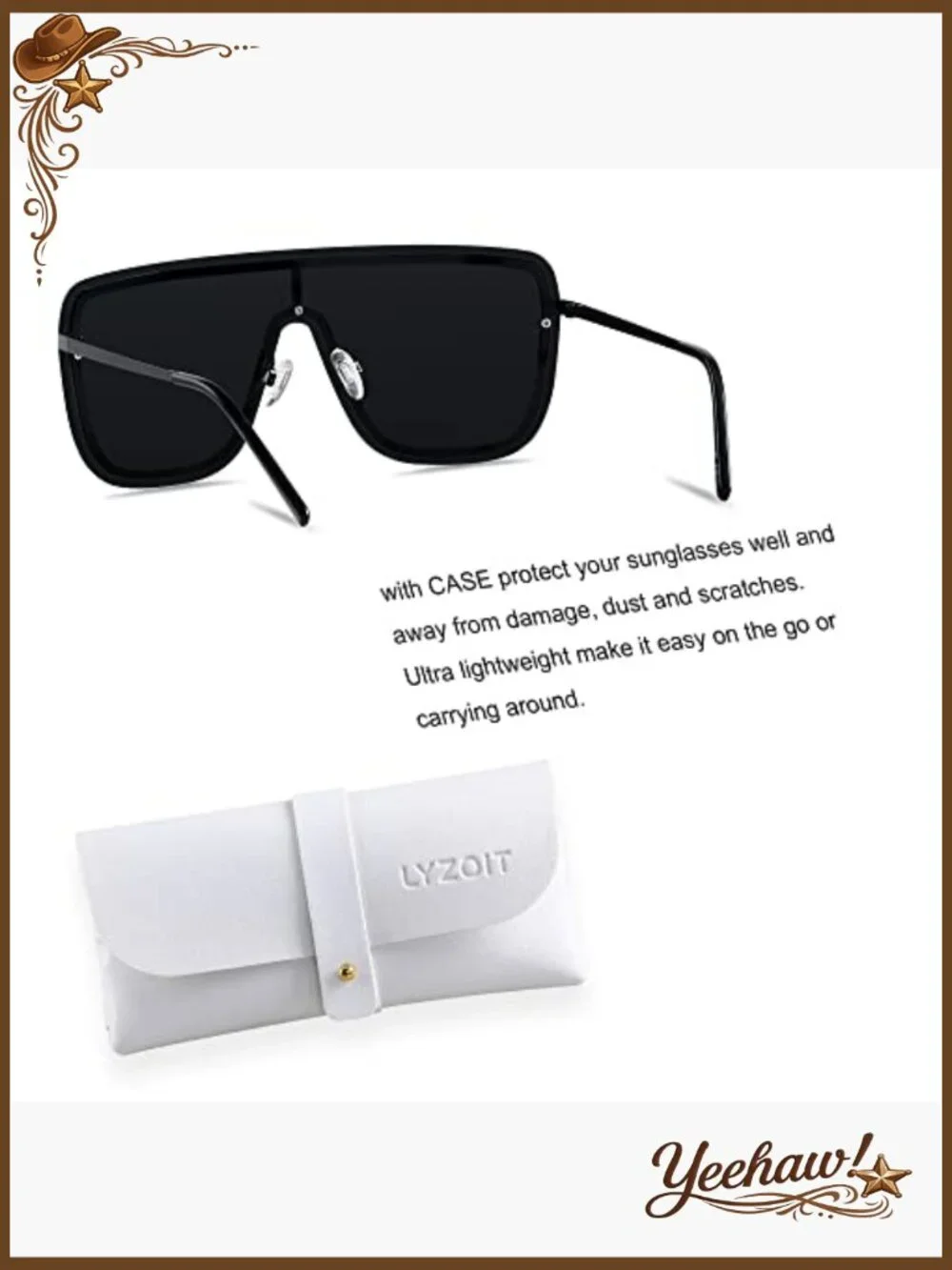 Oversized Square Shield Sunglasses UV400 Protection Metal Frame - Picture 2 of 6